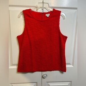 NWT J.Crew Sleeveless Tank Top Textured Back Zip Red Size L Large Womens J Crew